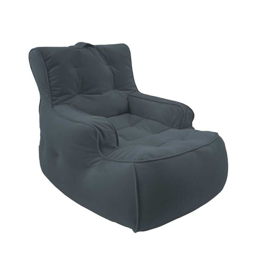 тёмно-серое уличное лаунж-кресло Tranquility Armchair велюровое для террасы, сада и веранды