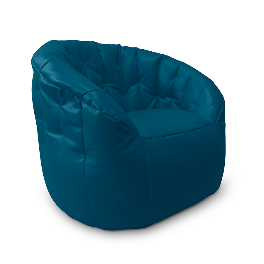 синее полукруглое бескаркасное кресло Butterfly Sofa из экокожи для гостиной, домашнего кинотеатра и офиса