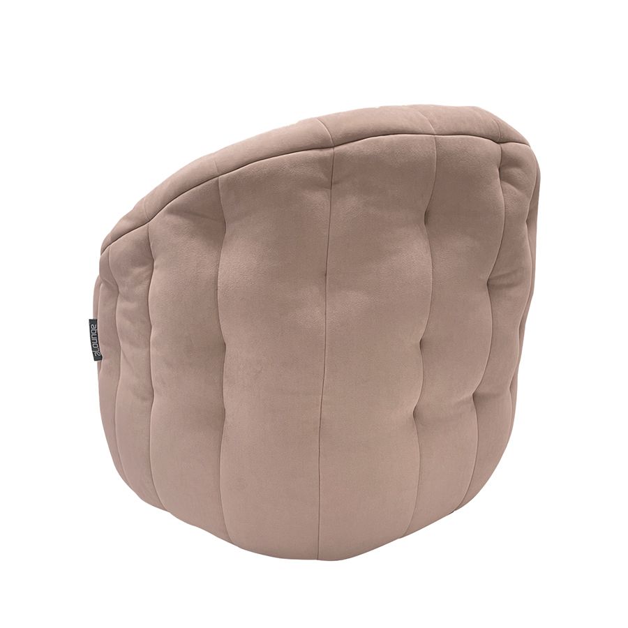 пудровое полукруглое бескаркасное кресло Butterfly Sofa велюровое для гостиной, домашнего кинотеатра и офиса — вид сбоку