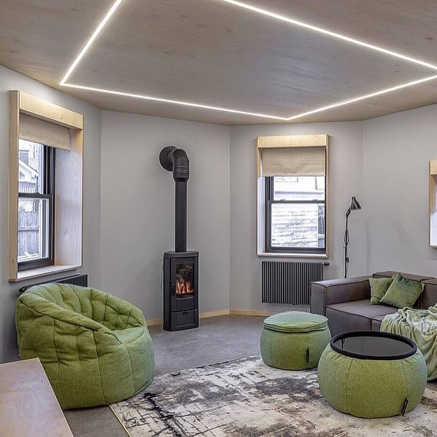 зелёное комплект бескаркасной мебели Contempo Package из Sofa Weave для гостиной и переговорной — вид сбоку