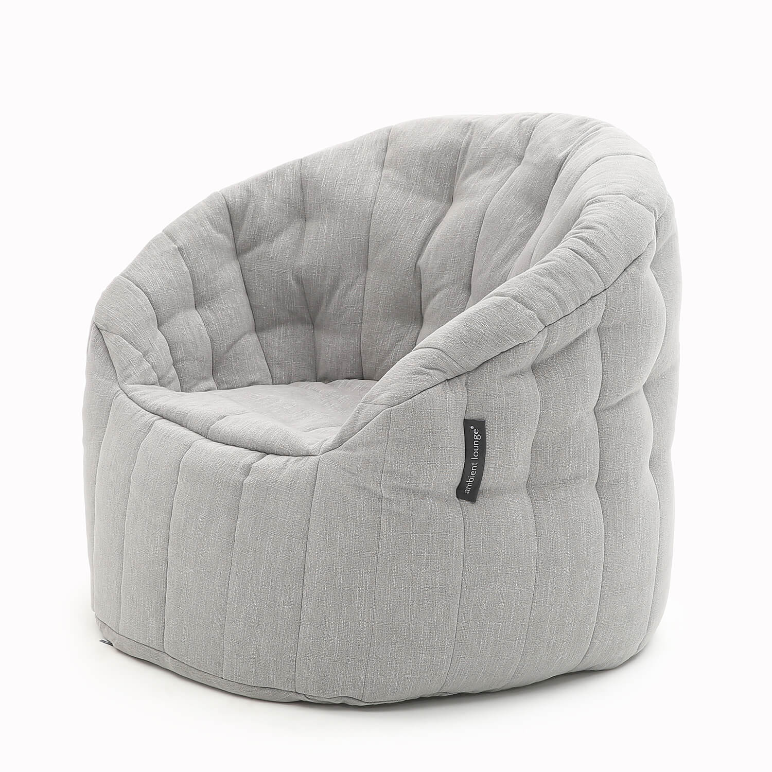 серое полукруглое бескаркасное кресло Butterfly Sofa из Sofa Weave для гостиной, домашнего кинотеатра и офиса