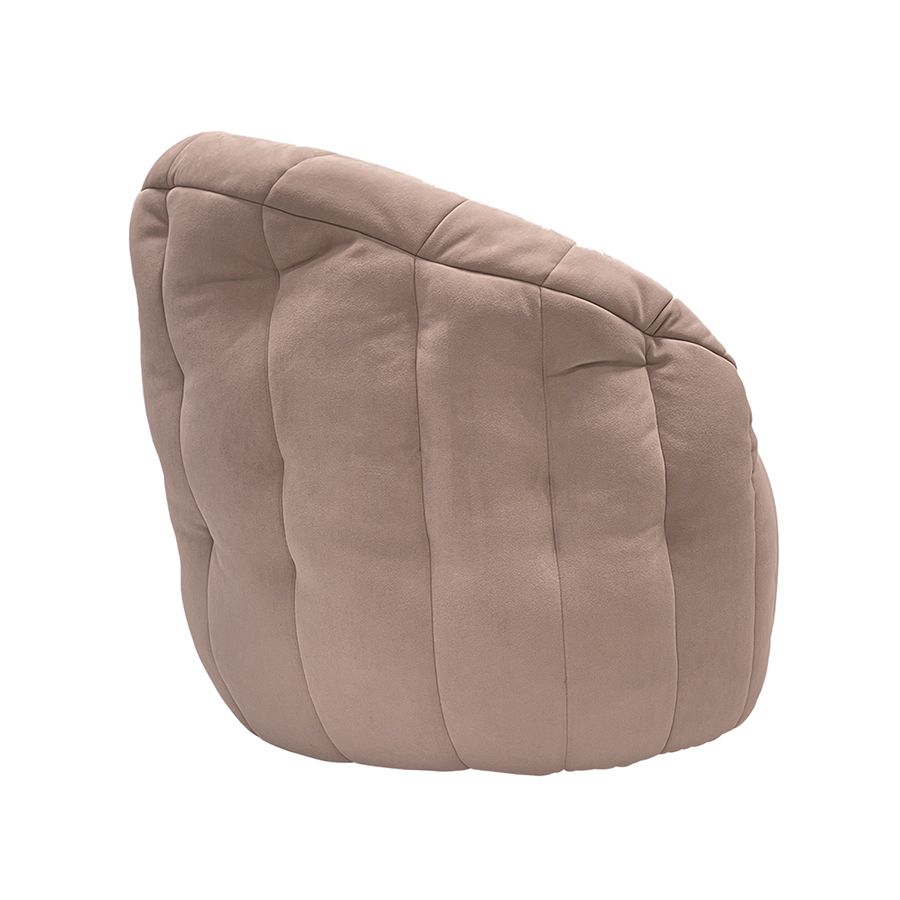 пудровое полукруглое бескаркасное кресло Butterfly Sofa велюровое для гостиной, домашнего кинотеатра и офиса