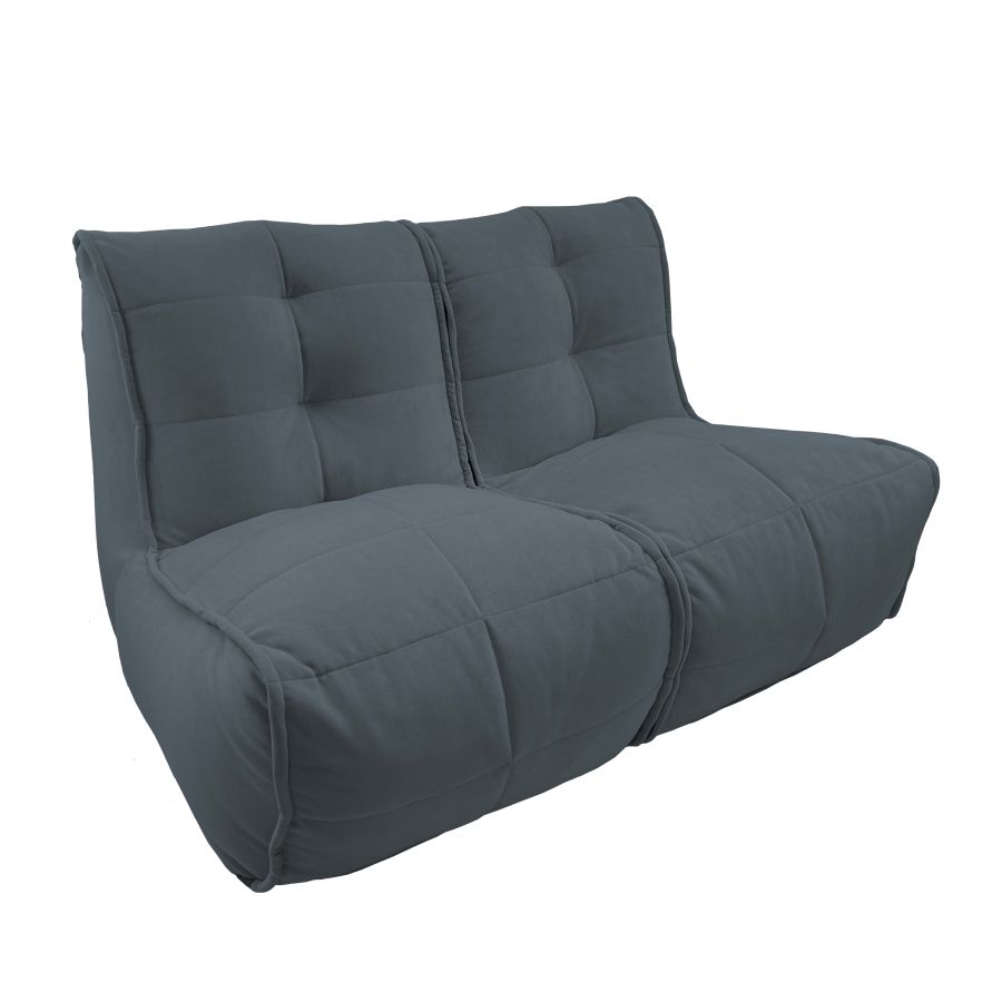 тёмно-серое двойной модульный диван Twin Couch велюровое для гостиной и переговорной