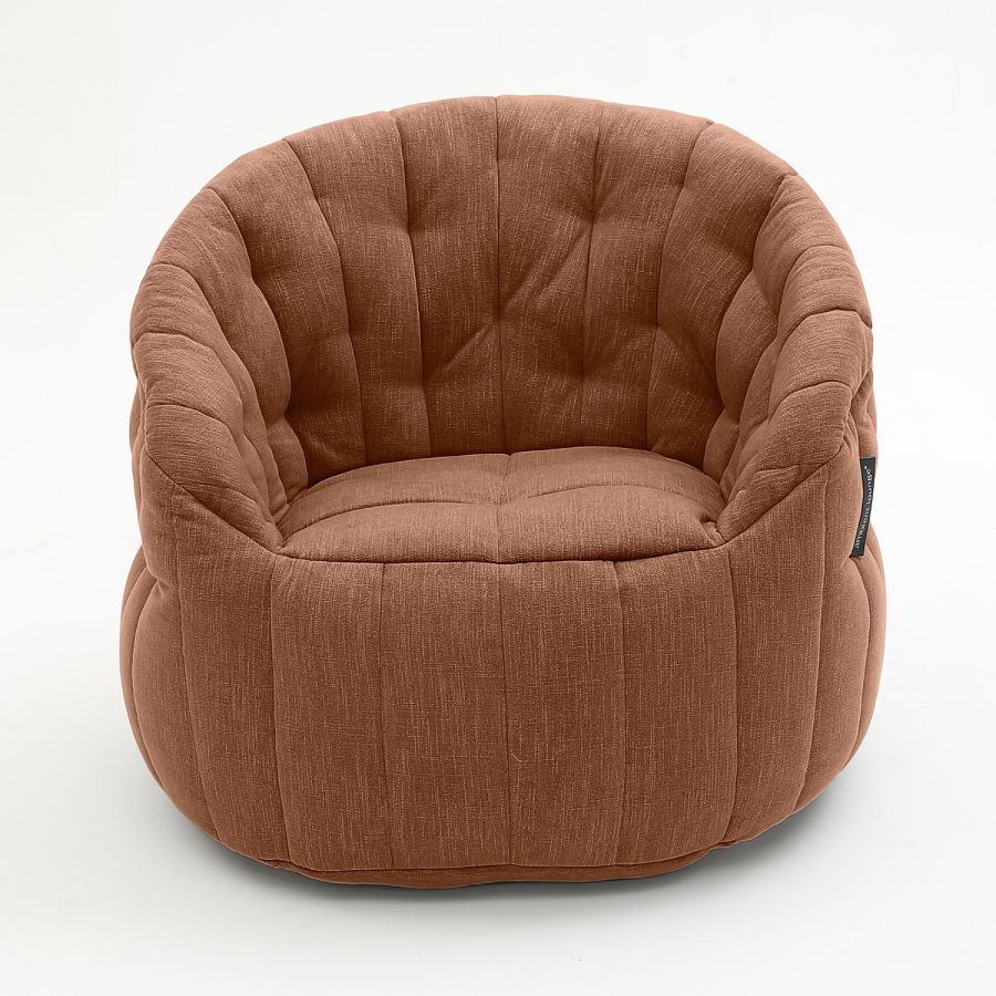 терракотовое полукруглое бескаркасное кресло Butterfly Sofa шенилловое для гостиной, домашнего кинотеатра и офиса
