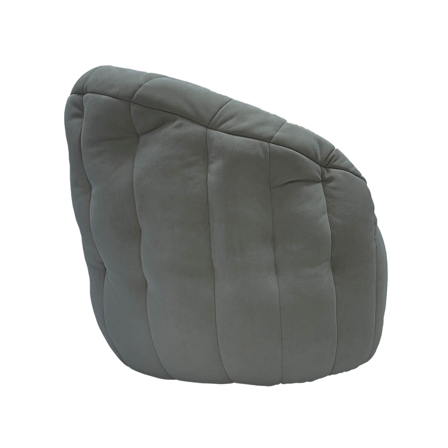серое полукруглое бескаркасное кресло Butterfly Sofa велюровое для гостиной, домашнего кинотеатра и офиса — фото в интерьере