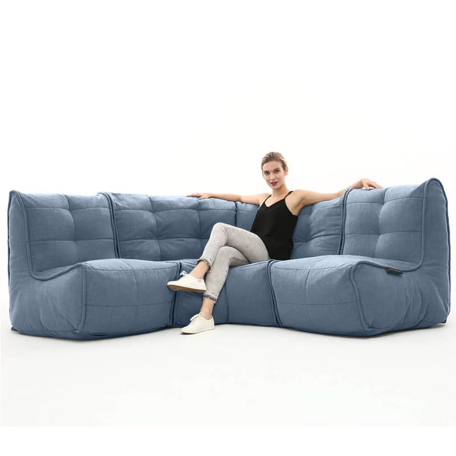 синее угловой модульный диван Mod3 Cozy Corner шенилловое для гостиной и кабинета
