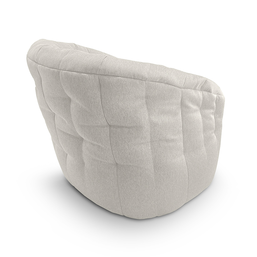 светло-серое полукруглое бескаркасное кресло Butterfly Sofa жаккардовое для гостиной, домашнего кинотеатра и офиса — крупный план