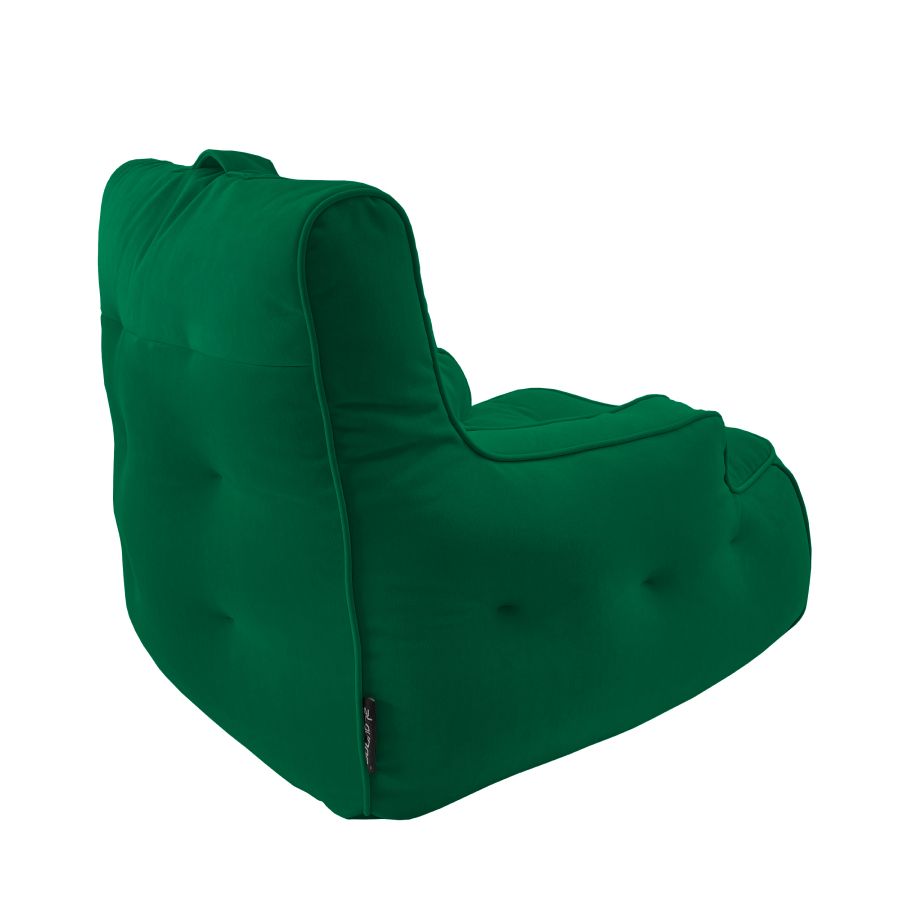 зелёное уличное лаунж-кресло Tranquility Armchair велюровое для террасы, сада и веранды — вид сбоку