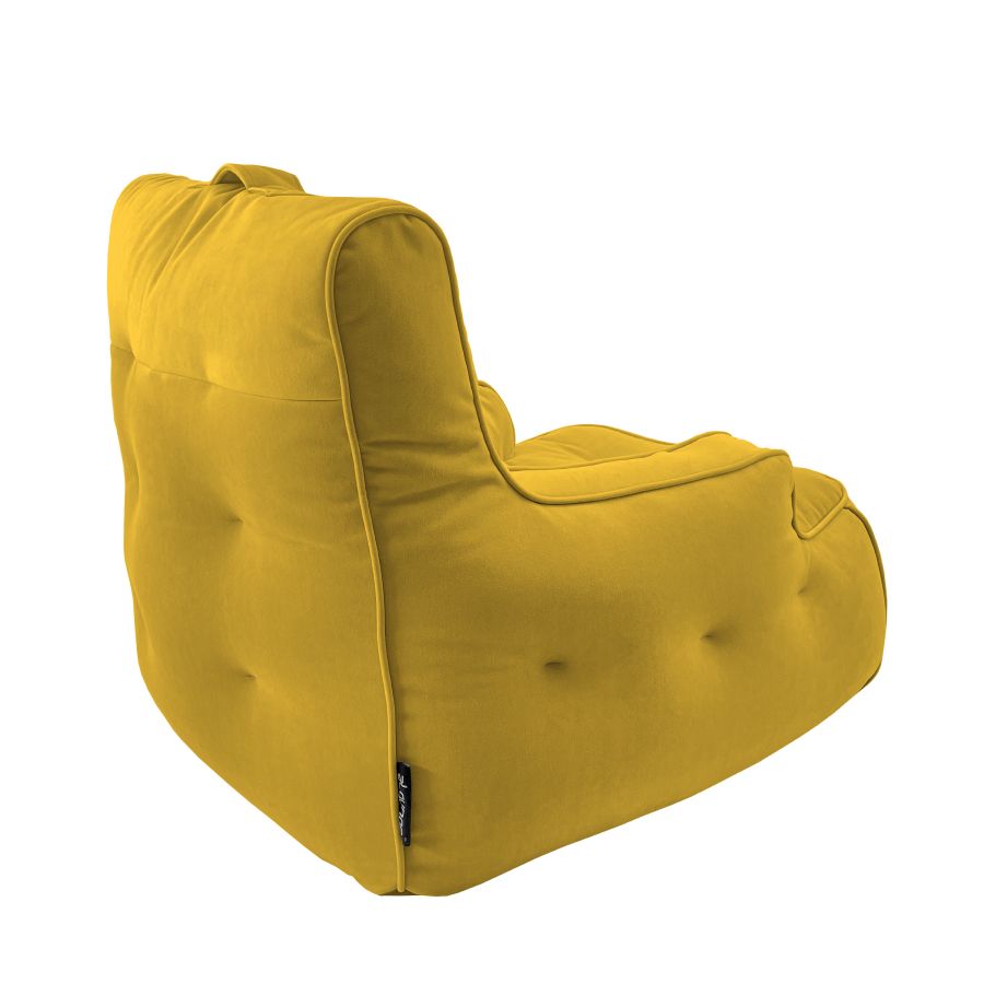 жёлтое уличное лаунж-кресло Tranquility Armchair велюровое для террасы, сада и веранды — вид сбоку