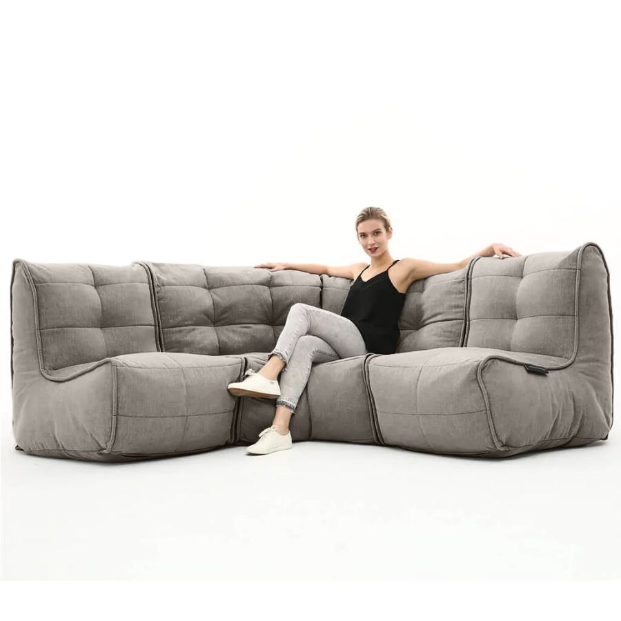 серое угловой модульный диван Mod3 Cozy Corner шенилловое для гостиной и кабинета