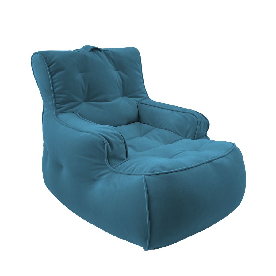 синее уличное лаунж-кресло Tranquility Armchair велюровое для террасы, сада и веранды