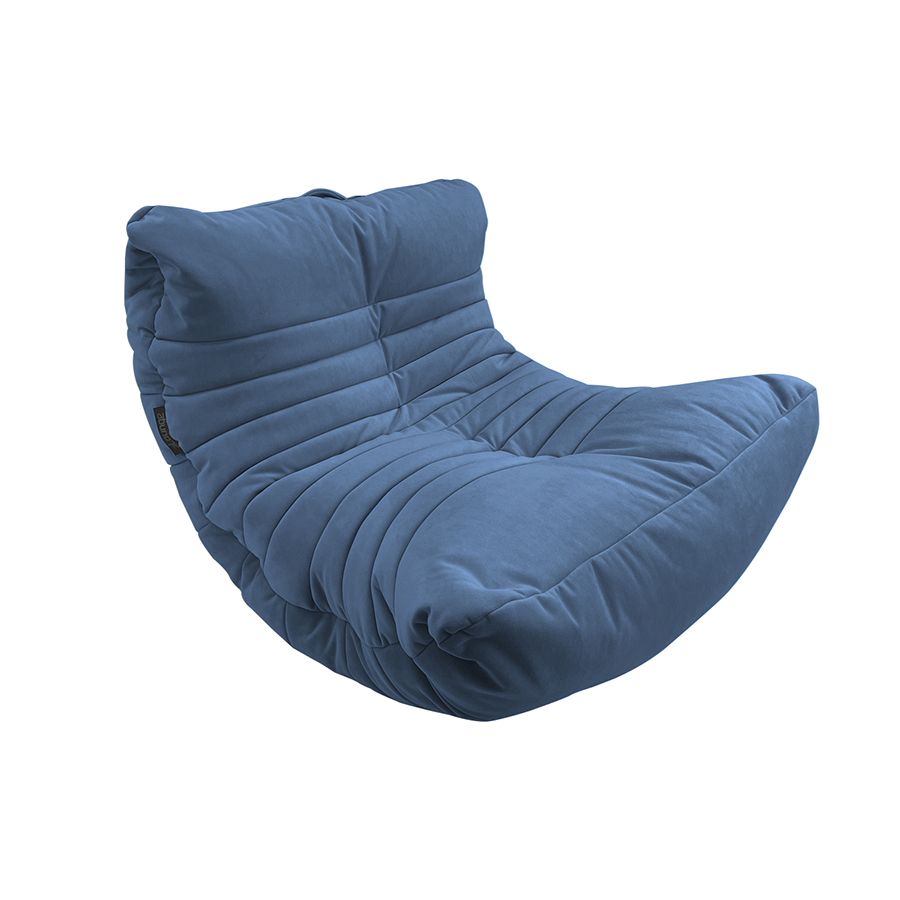 синее акустический бескаркасный диван Acoustic Sofa велюровое для домашнего кинотеатра, офиса и студии