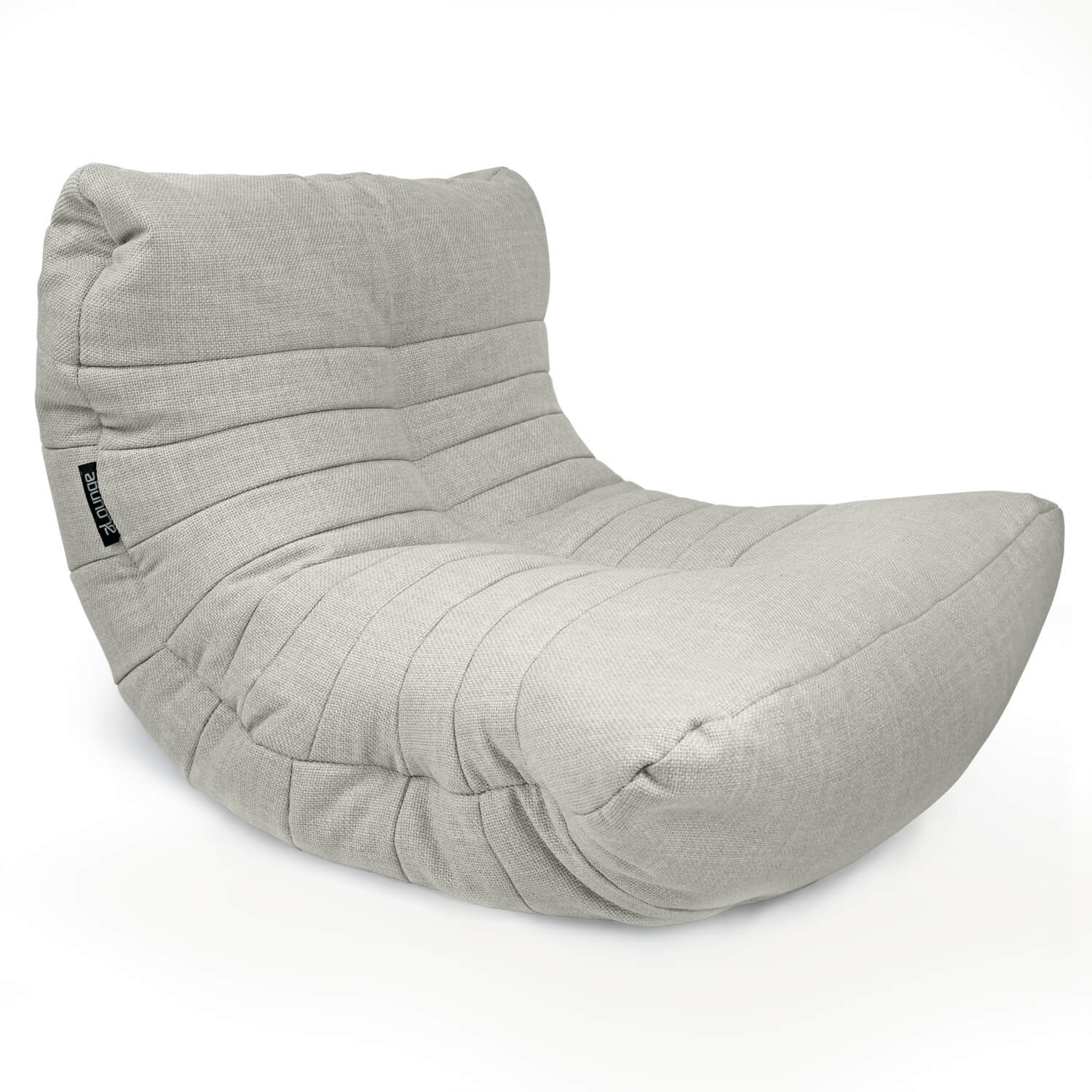 светло-серое акустический бескаркасный диван Acoustic Sofa из рогожки для домашнего кинотеатра, офиса и студии — фото в интерьере