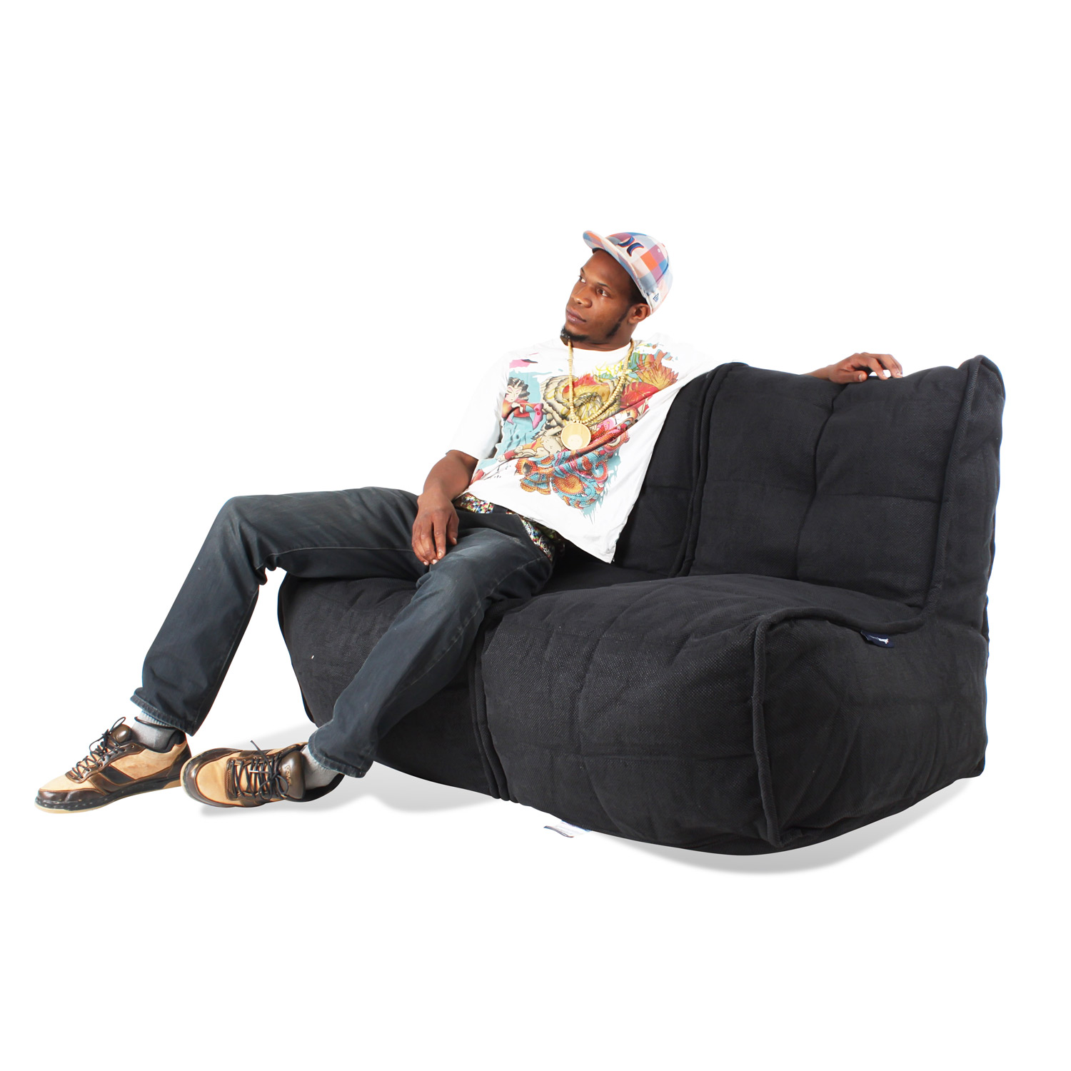чёрное-графитовое двойной модульный диван Twin Couch из Sofa Weave для гостиной и переговорной