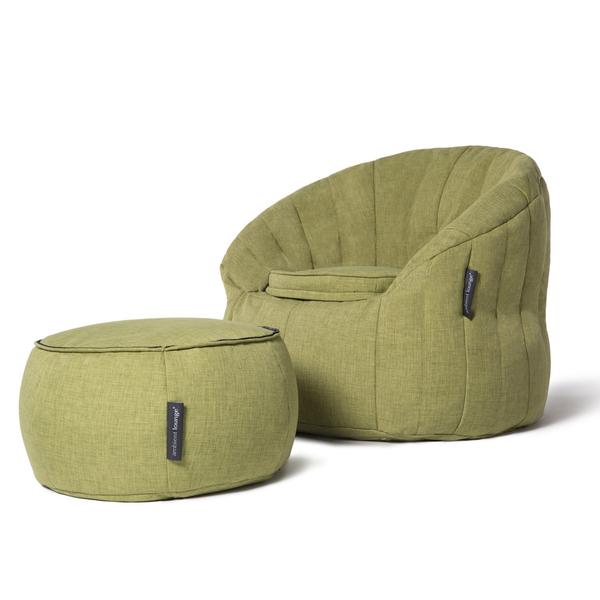 зелёное пуф с подлокотниками Wing Ottoman из Sofa Weave для гостиной и лаунж-зоны — вид сбоку