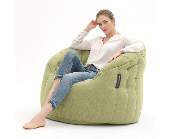 зелёное полукруглое бескаркасное кресло Butterfly Sofa шенилловое — дизайн и качество