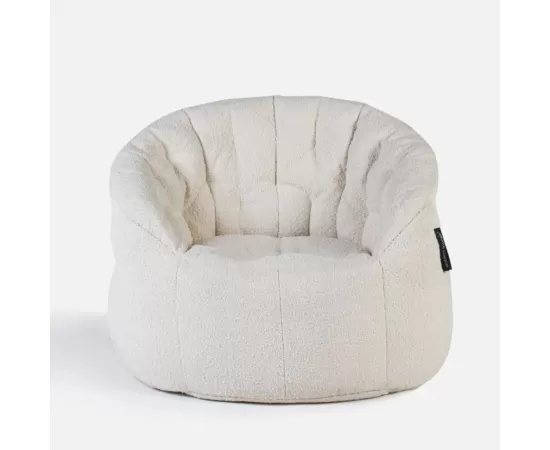белое полукруглое бескаркасное кресло Butterfly Sofa из буклé для гостиной, домашнего кинотеатра и офиса
