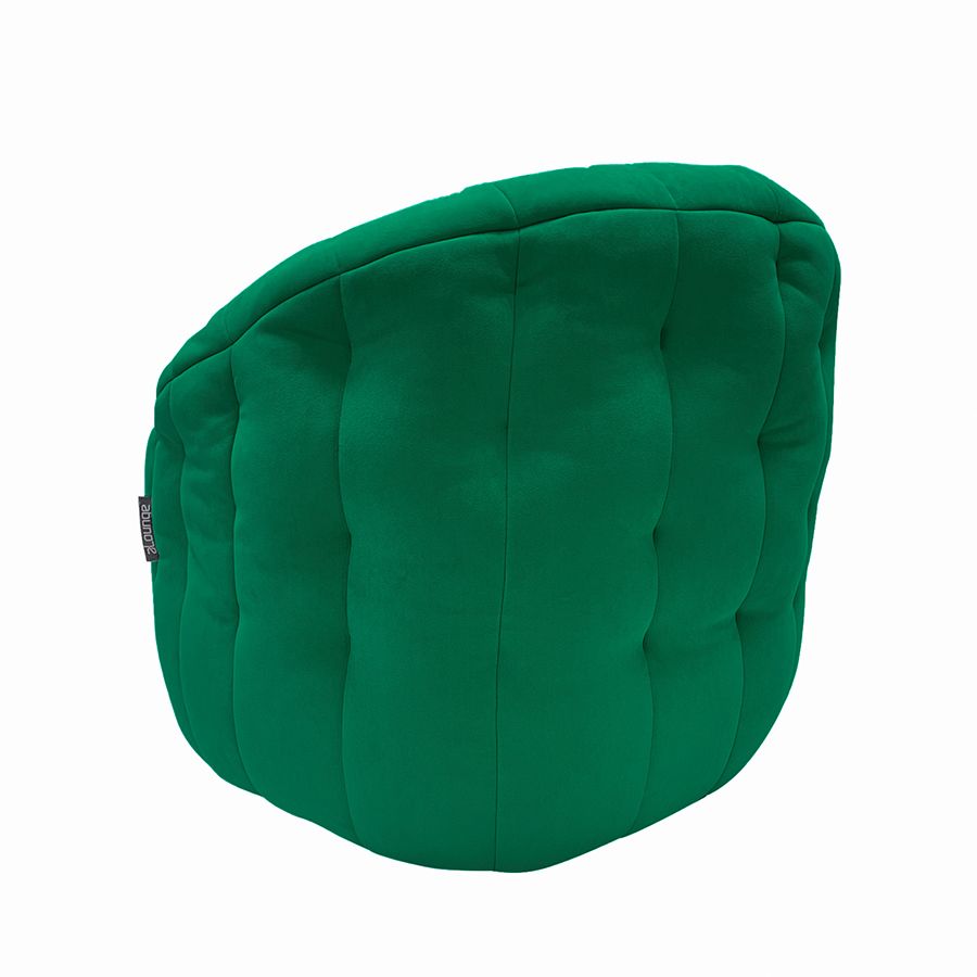 зелёное полукруглое бескаркасное кресло Butterfly Sofa велюровое для гостиной, домашнего кинотеатра и офиса — вид сбоку