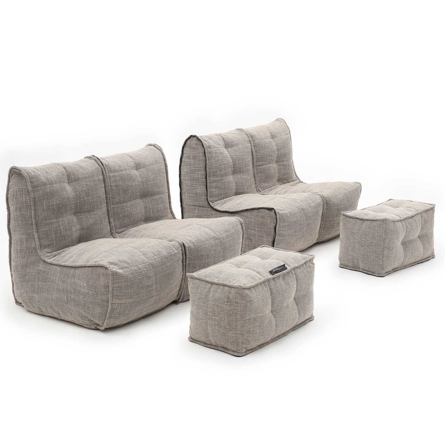 натуральное четырёхместный модульный диван Mod4 Quad Couch из Sofa Weave для гостиной и домашнего кинотеатра — вид сбоку