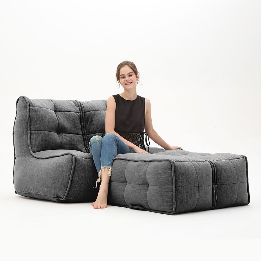 чёрное-графитовое просторный модульный диван Twin Couch Deluxe шенилловое для гостиной и лаунж-зоны