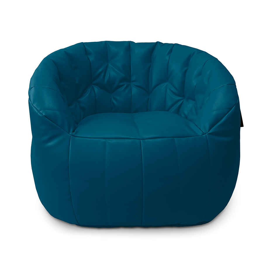 синее полукруглое бескаркасное кресло Butterfly Sofa из экокожи для гостиной, домашнего кинотеатра и офиса