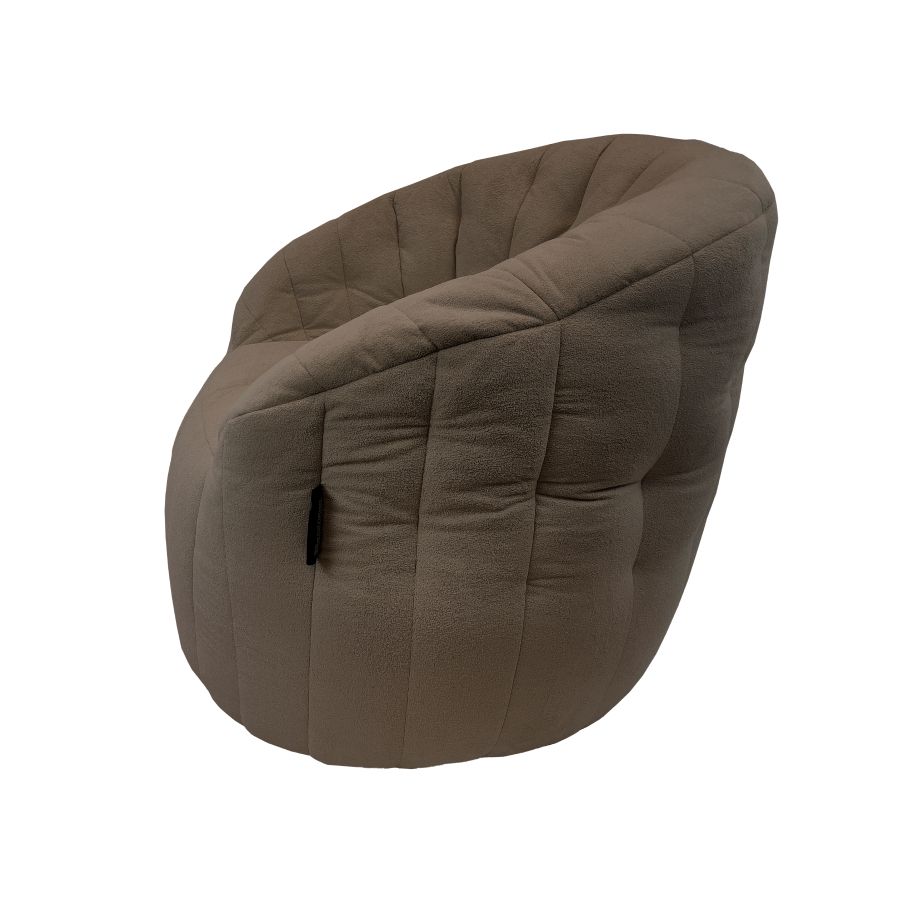 шоколадное полукруглое бескаркасное кресло Butterfly Sofa для гостиной, домашнего кинотеатра и офиса — вид сбоку