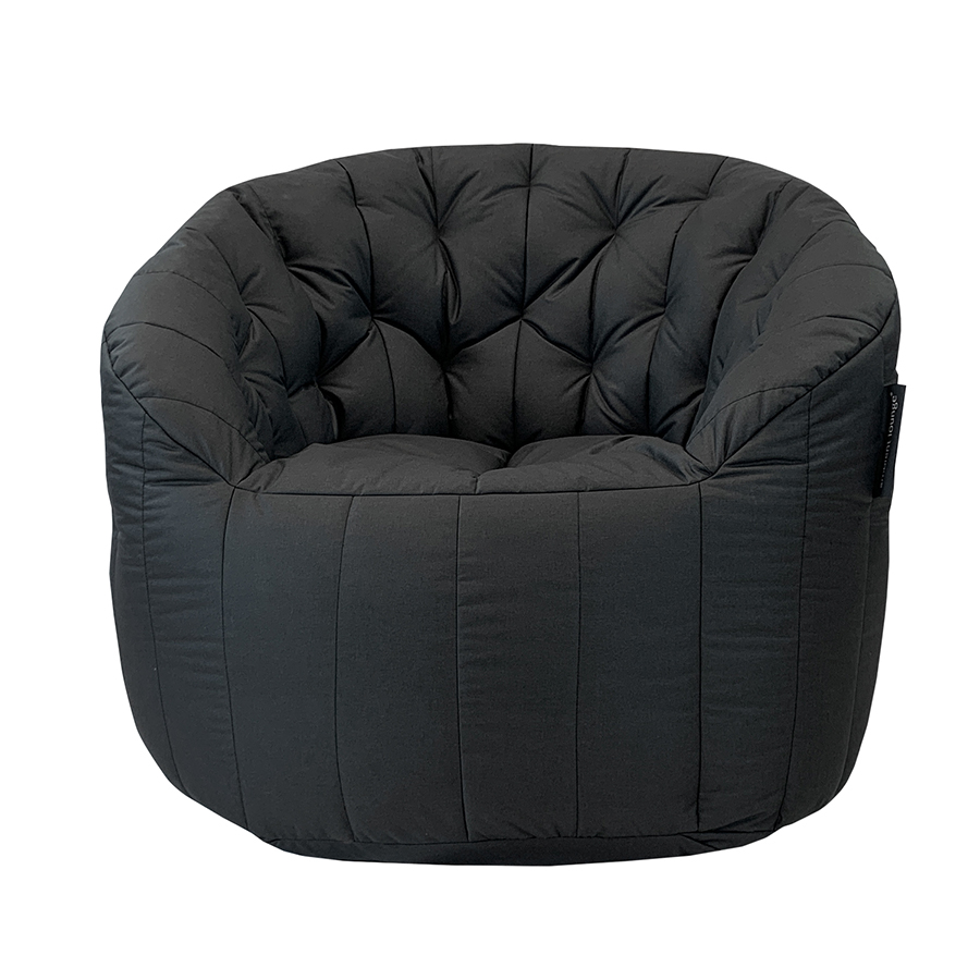 чёрное полукруглое бескаркасное кресло Butterfly Sofa уличное (Oxford) для гостиной, домашнего кинотеатра и офиса