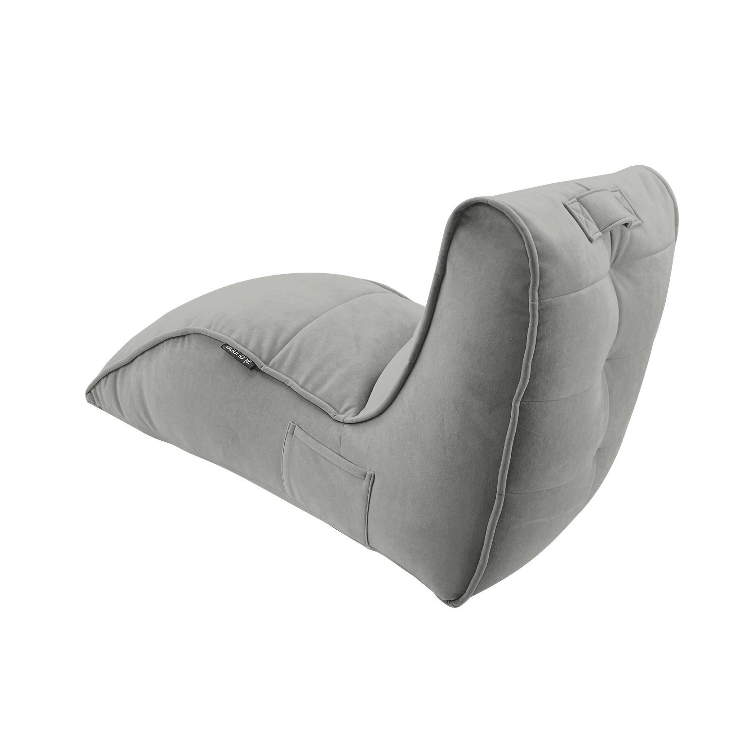 светло-серое бескаркасный лаунж-диван Avatar Sofa велюровое для гостиной, кабинета и лаунж-зоны — фото в интерьере