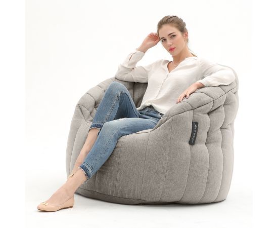 серое полукруглое бескаркасное кресло Butterfly Sofa шенилловое — дизайн и качество