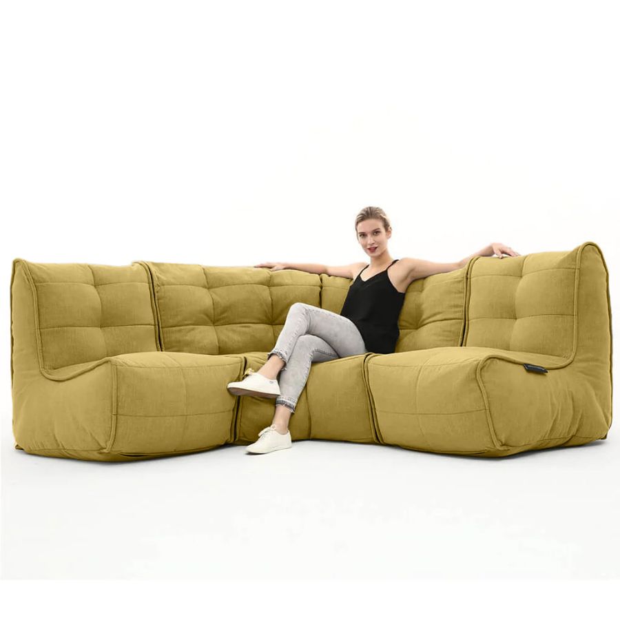 жёлтое угловой модульный диван Mod3 Cozy Corner шенилловое для гостиной и кабинета