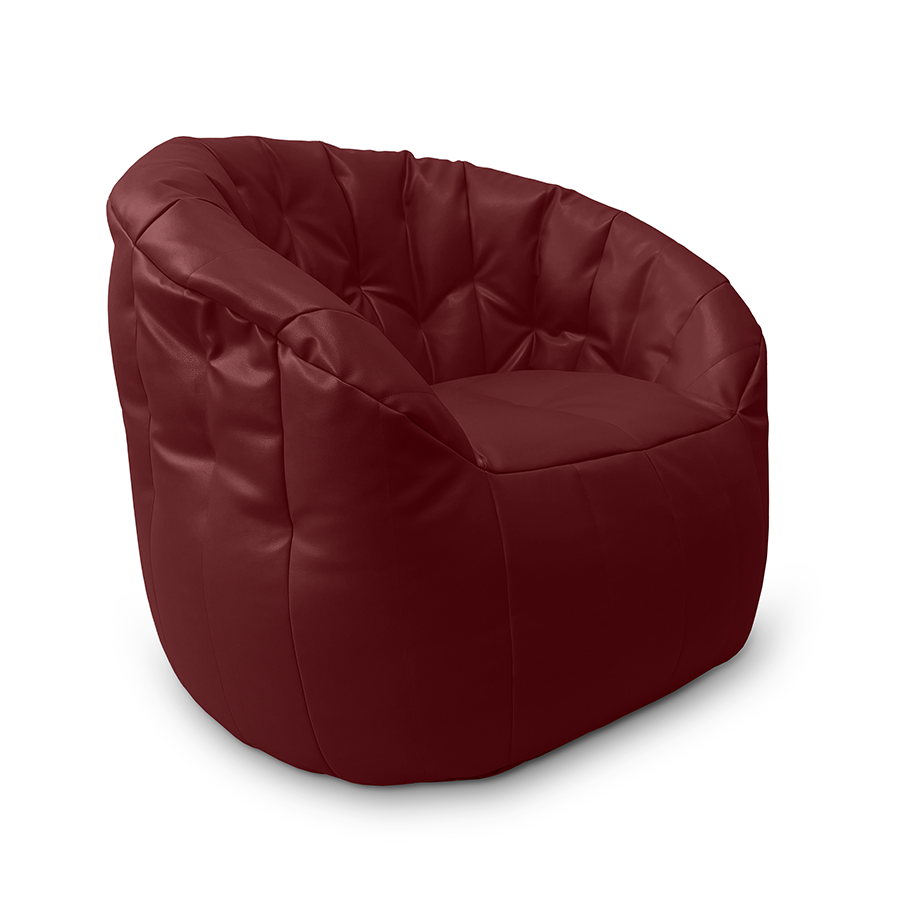 баклажановое полукруглое бескаркасное кресло Butterfly Sofa из экокожи для гостиной, домашнего кинотеатра и офиса