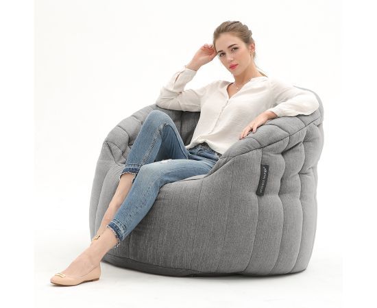 тёмно-серое полукруглое бескаркасное кресло Butterfly Sofa шенилловое — дизайн и качество