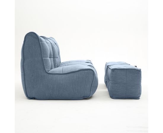 синее четырёхместный модульный диван Mod4 Quad Couch шенилловое для гостиной и домашнего кинотеатра — вид сбоку