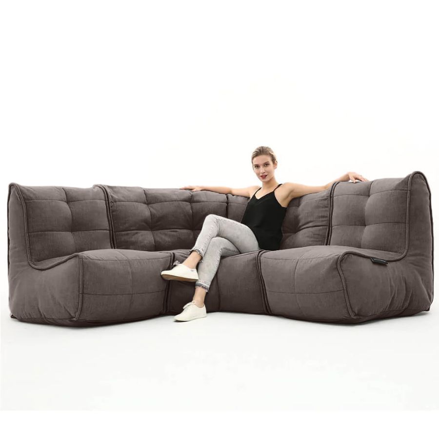 шоколадное угловой модульный диван Mod3 Cozy Corner шенилловое для гостиной и кабинета
