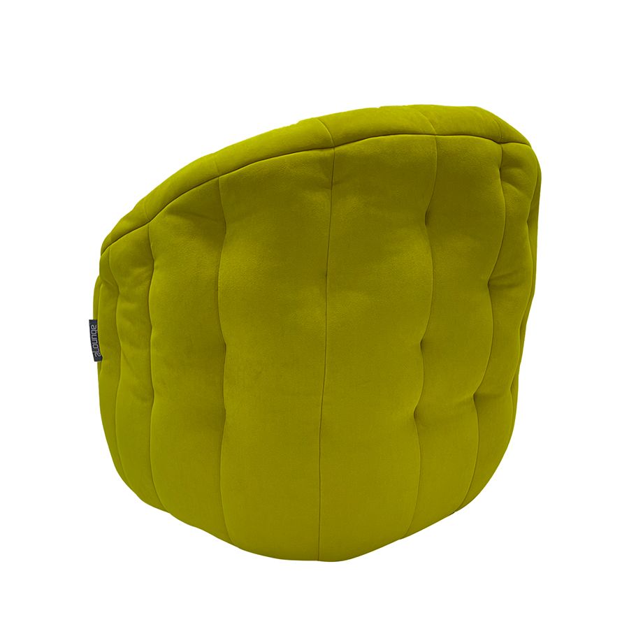 зелёное полукруглое бескаркасное кресло Butterfly Sofa велюровое для гостиной, домашнего кинотеатра и офиса — вид сбоку