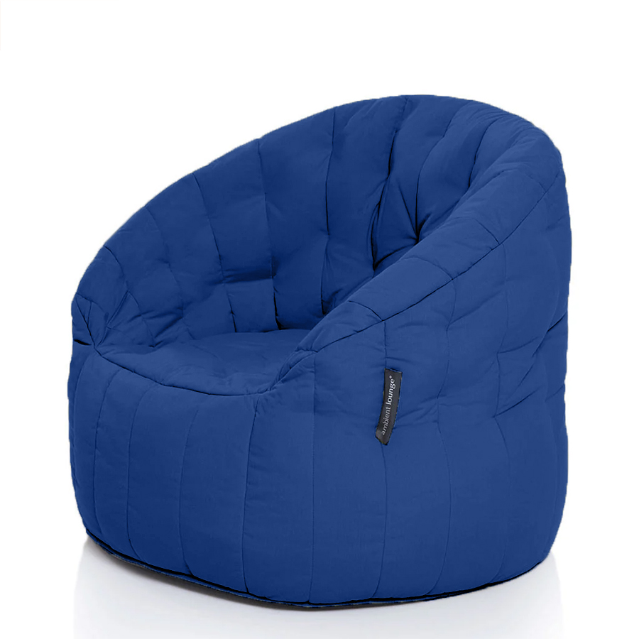 тёмно-синее полукруглое бескаркасное кресло Butterfly Sofa уличное из олефина для гостиной, домашнего кинотеатра и офиса
