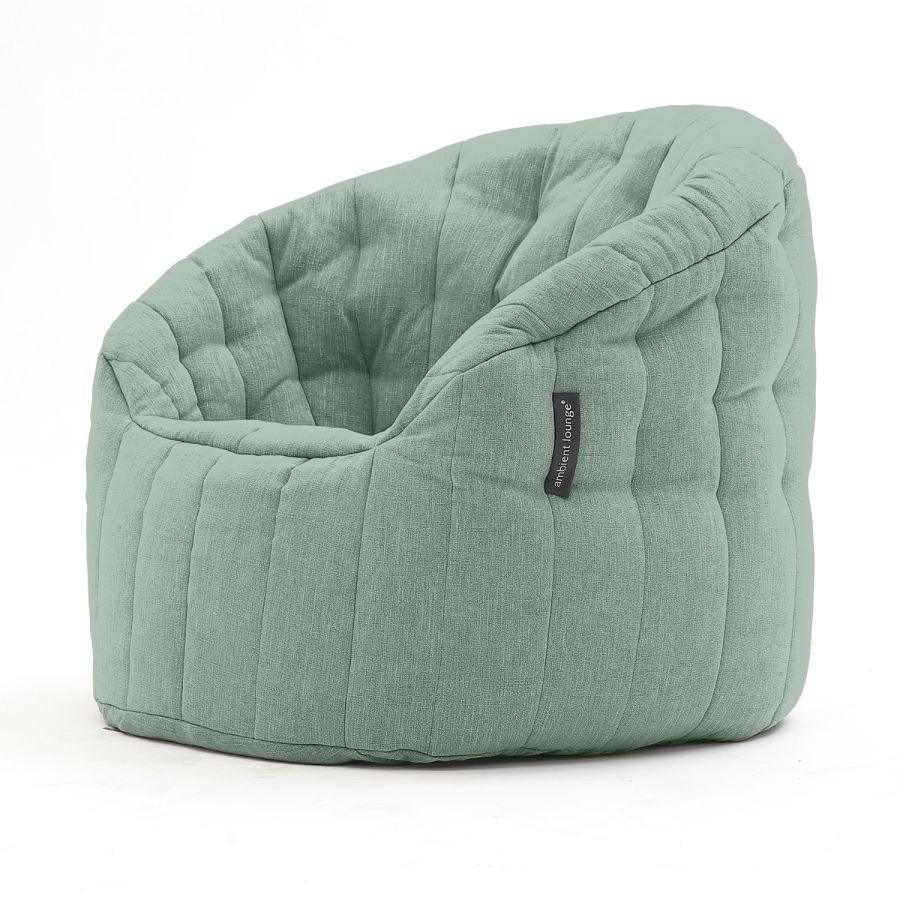 мятное полукруглое бескаркасное кресло Butterfly Sofa шенилловое для гостиной, домашнего кинотеатра и офиса — вид сбоку