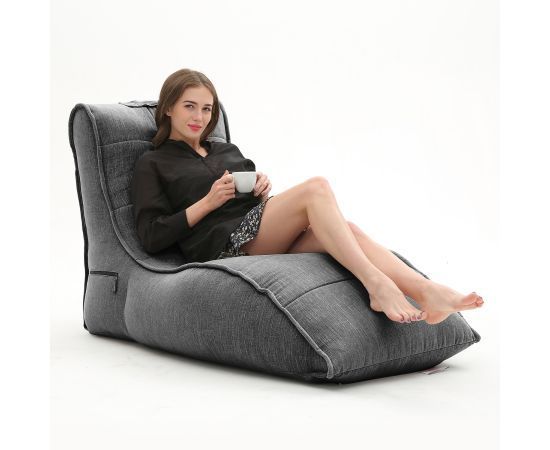 чёрное-графитовое бескаркасный лаунж-диван Avatar Sofa шенилловое для гостиной, кабинета и лаунж-зоны