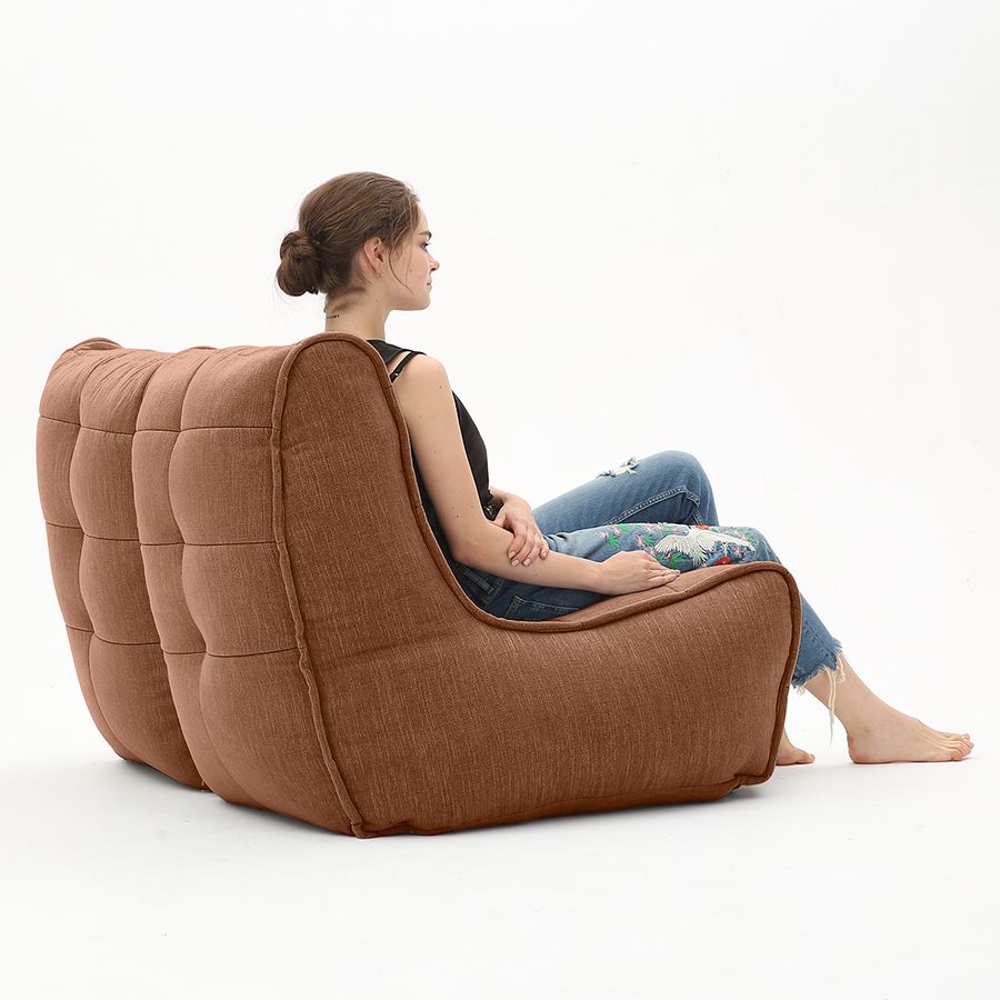 терракотовое двойной модульный диван Twin Couch шенилловое для гостиной и переговорной — фото в интерьере