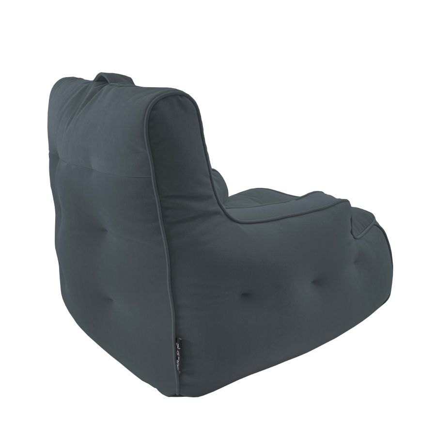 тёмно-серое уличное лаунж-кресло Tranquility Armchair велюровое для террасы, сада и веранды — вид сбоку