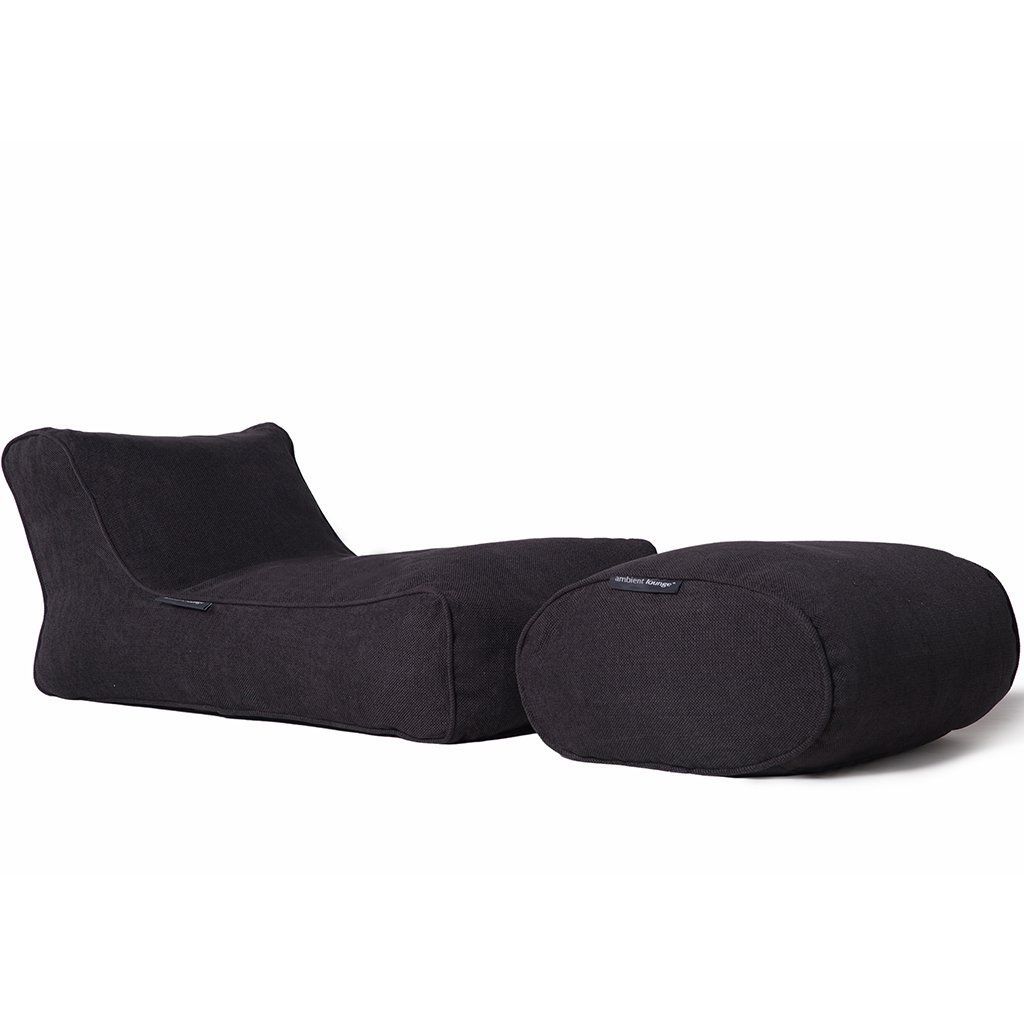 чёрное-графитовое уличный шезлонг Studio Chaise из рогожки для террасы, бассейна и сада