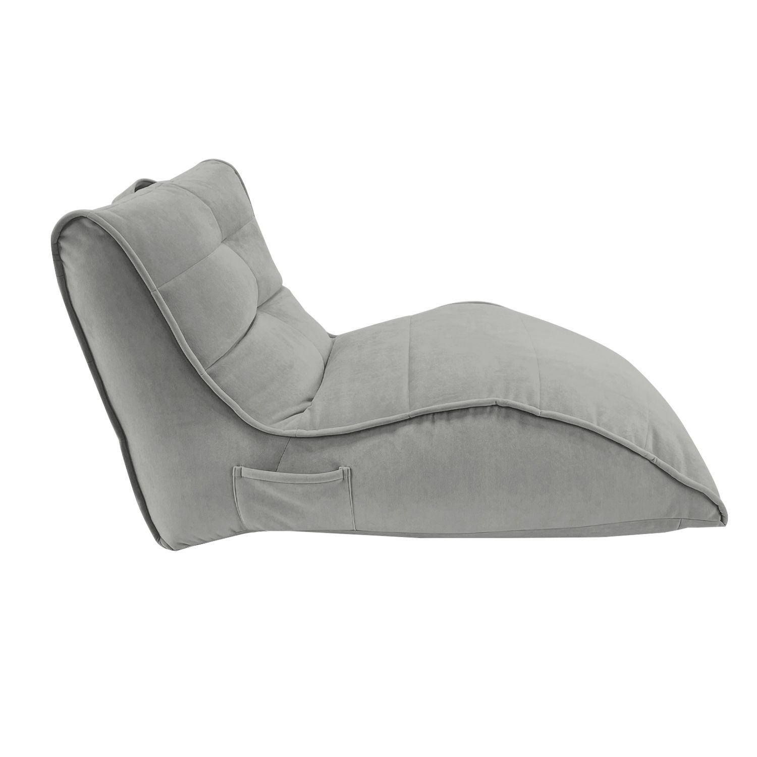 светло-серое бескаркасный лаунж-диван Avatar Sofa велюровое для гостиной, кабинета и лаунж-зоны — крупный план