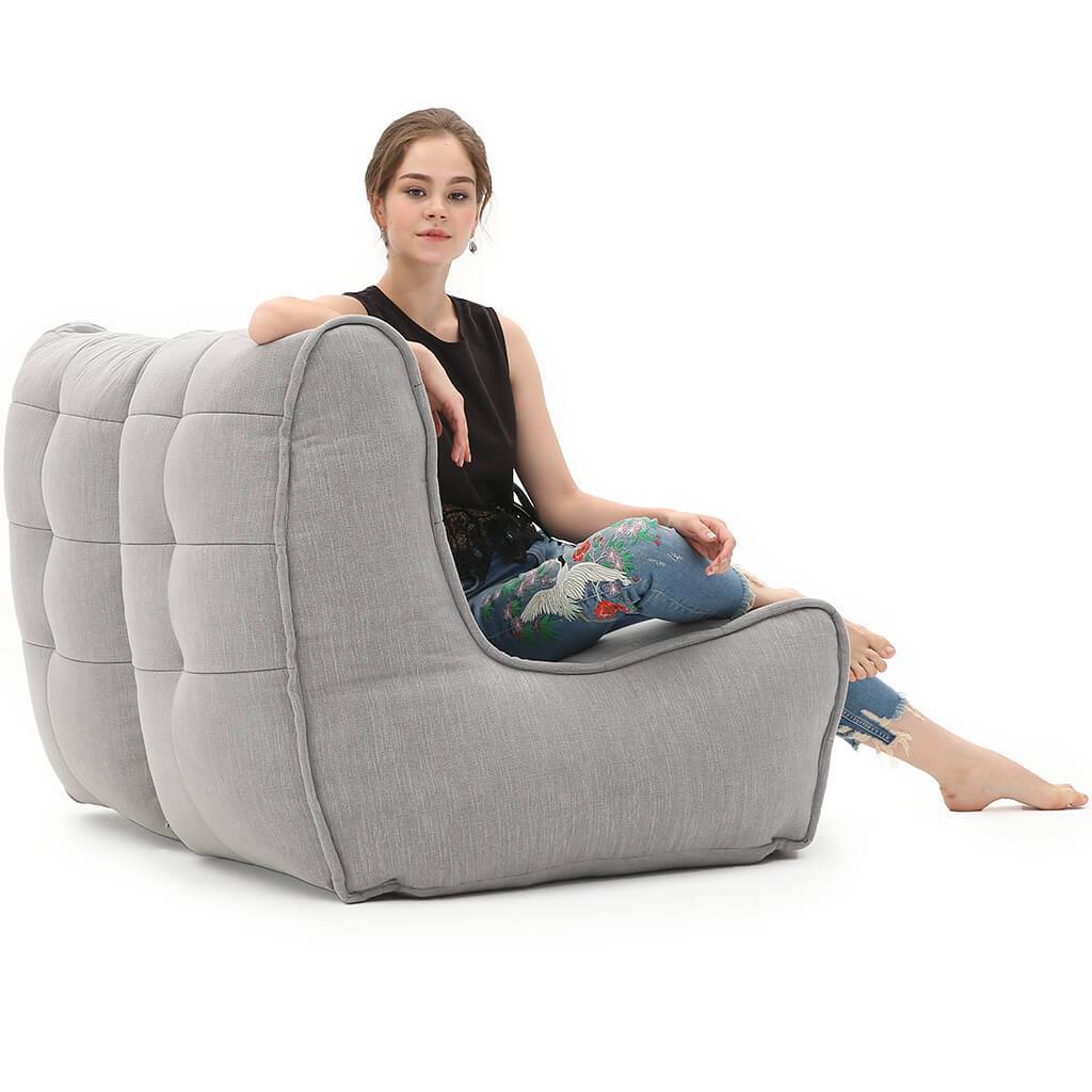 серое двойной модульный диван Twin Couch из Sofa Weave для гостиной и переговорной — вид сбоку