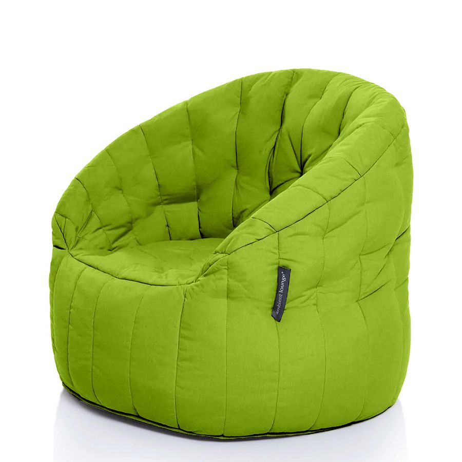 лаймово-зелёное полукруглое бескаркасное кресло Butterfly Sofa уличное (Oxford) для гостиной, домашнего кинотеатра и офиса — вид сбоку