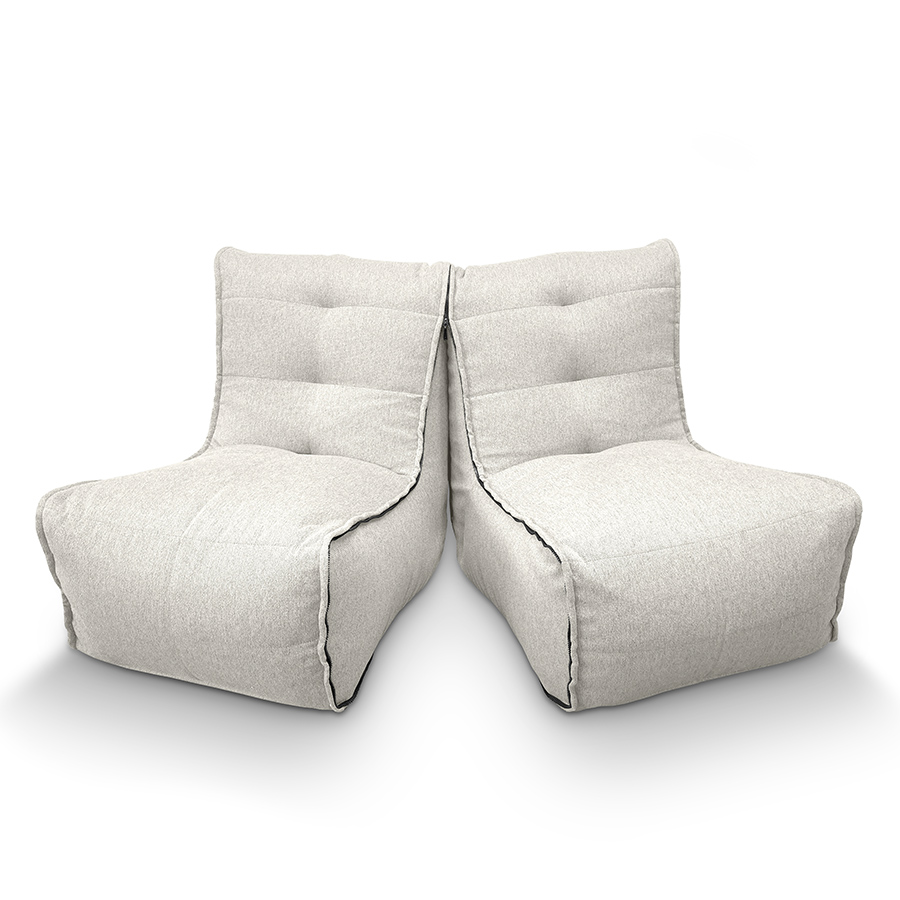 светло-серое двойной модульный диван Twin Couch жаккардовое для гостиной и переговорной — вид сбоку