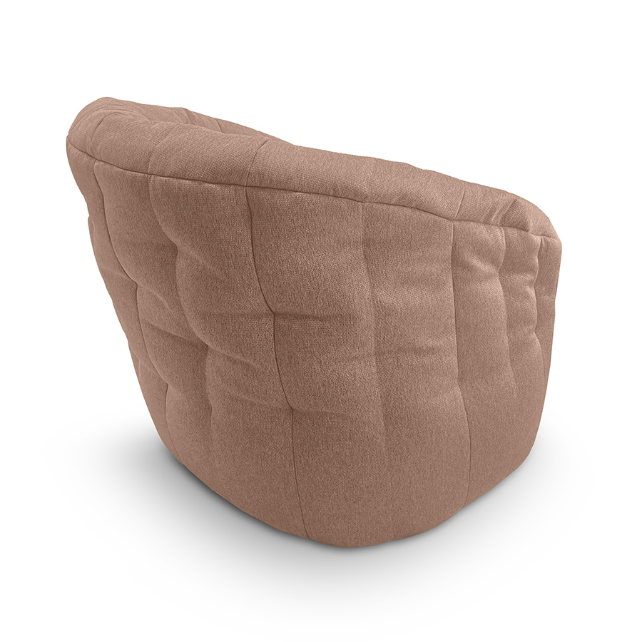 кофейное полукруглое бескаркасное кресло Butterfly Sofa жаккардовое в интерьере гостиная