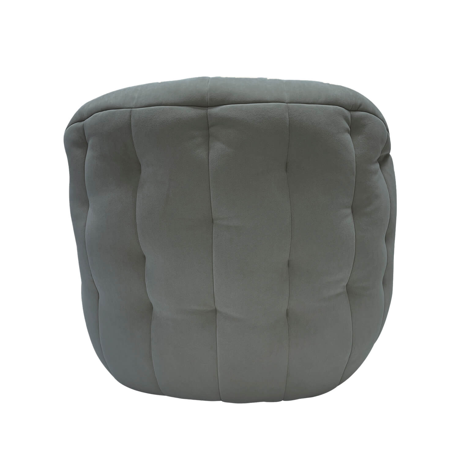 серое полукруглое бескаркасное кресло Butterfly Sofa велюровое для гостиной, домашнего кинотеатра и офиса — вид сбоку