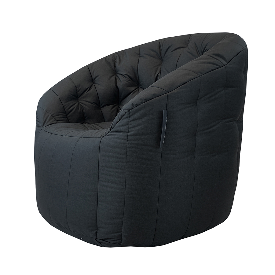 чёрное полукруглое бескаркасное кресло Butterfly Sofa уличное (Oxford) для гостиной, домашнего кинотеатра и офиса