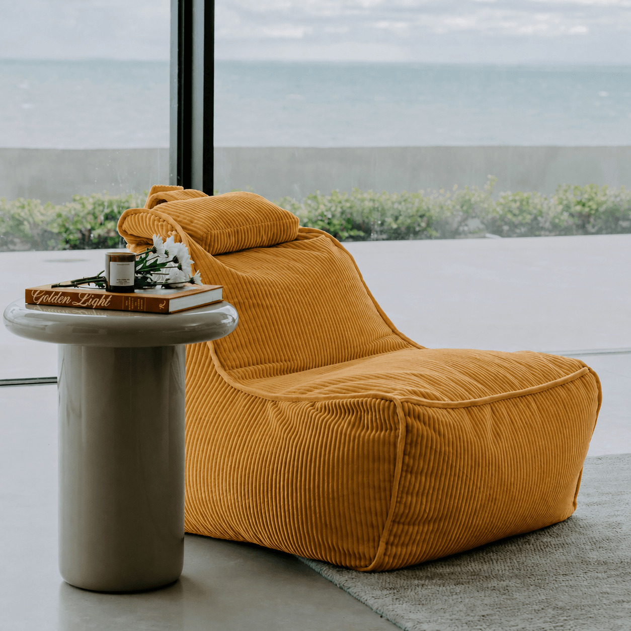 Бескаркасное кресло Tivoli Lounger в вельвете Yellow Shine — жёлтый цвет, Ambient Lounge