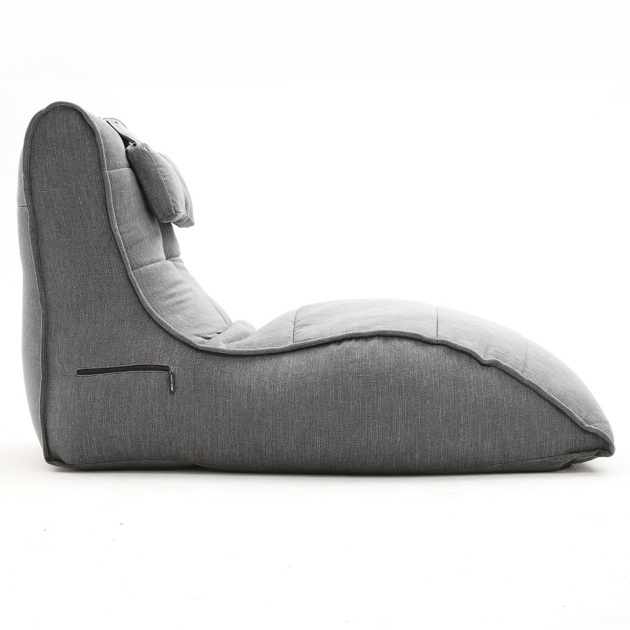 тёмно-серое бескаркасный лаунж-диван Avatar Sofa шенилловое для гостиной, кабинета и лаунж-зоны — вид сбоку
